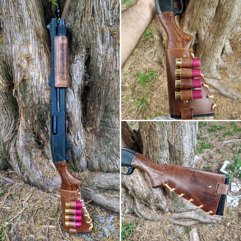 12 Gauge Remington 870 with leather shot shell cuff