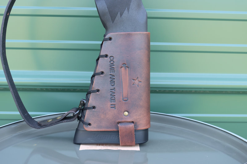 Coal Leather Cartridge Cuff on a Remington 7600 308 Winchester